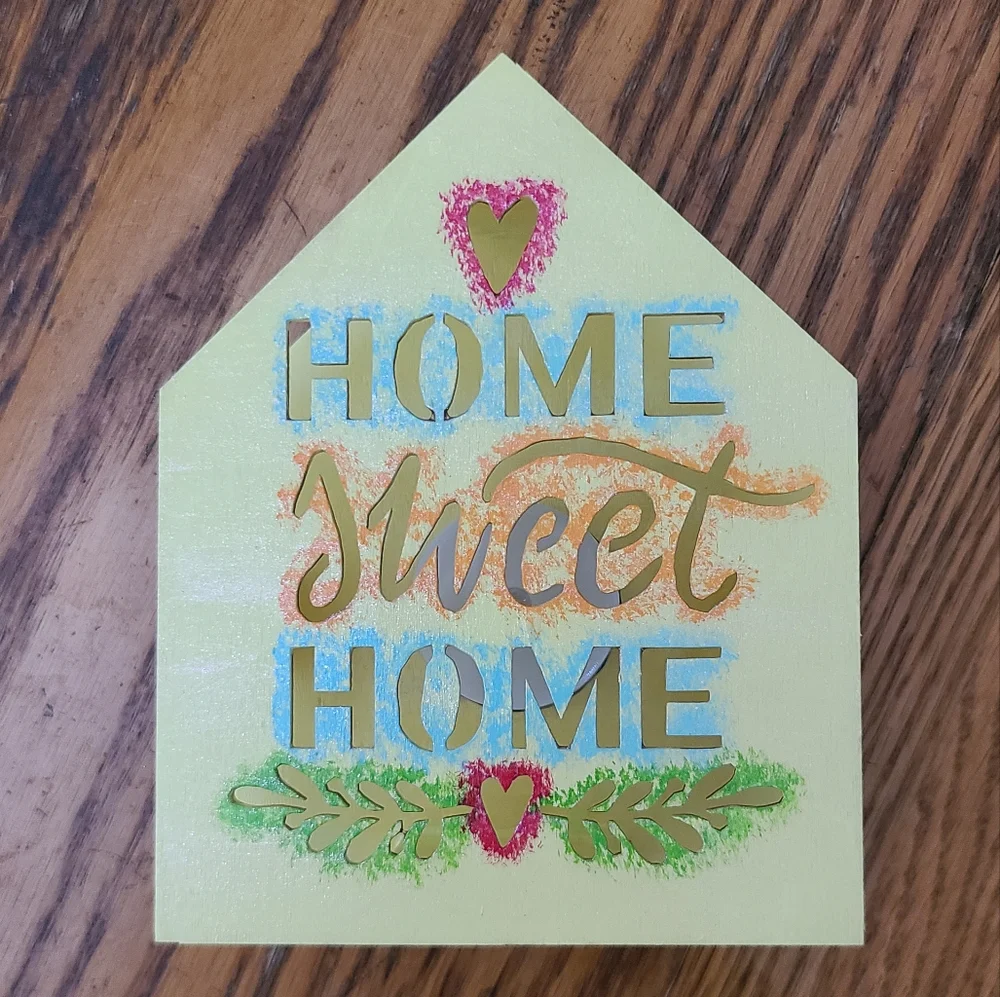 💡🏠HANDPAINTED Wooden House-shaped Shadowbox that says 